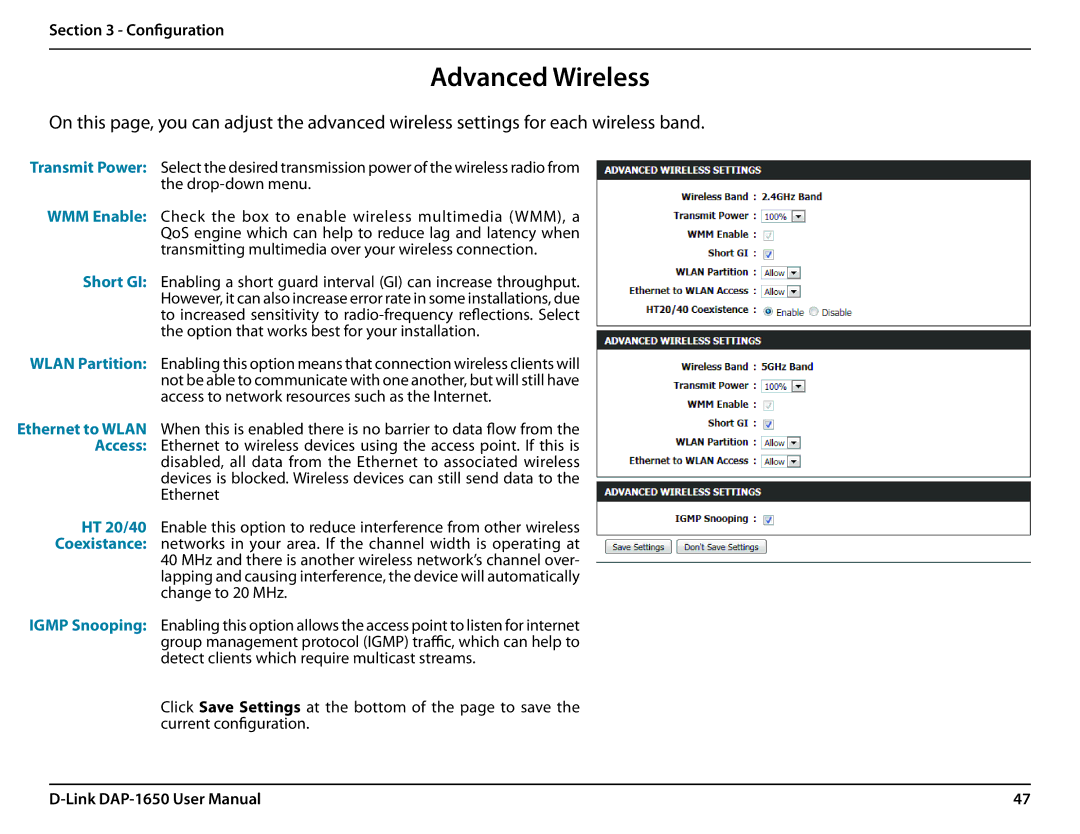 D-Link DAP-1650 user manual Advanced Wireless 