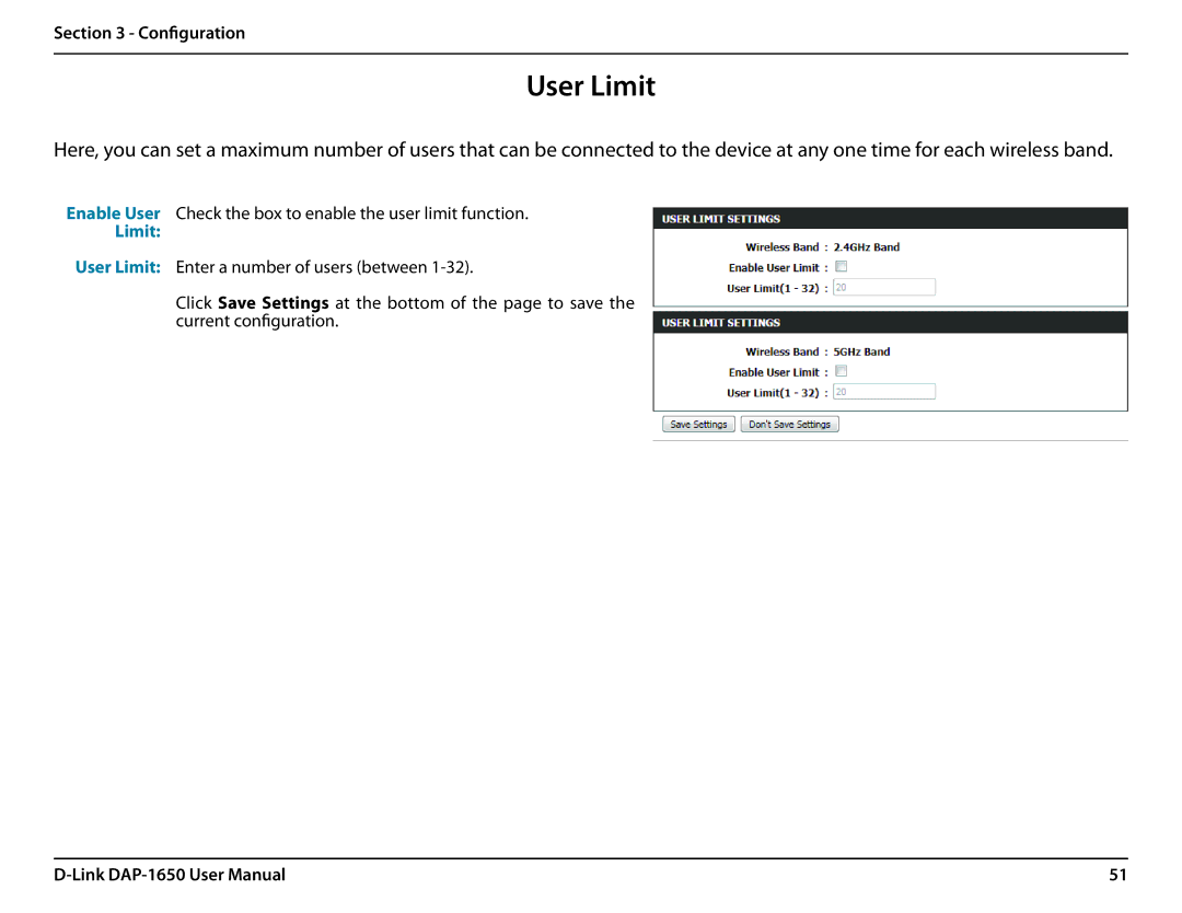 D-Link DAP-1650 user manual User Limit 