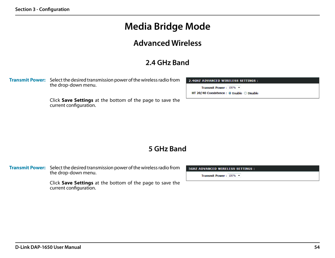 D-Link DAP-1650 user manual Media Bridge Mode 