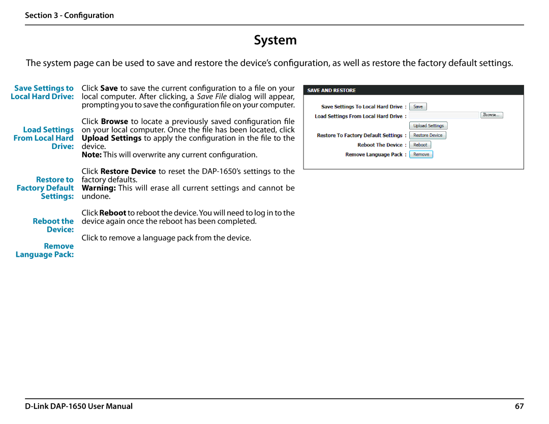 D-Link DAP-1650 user manual System 