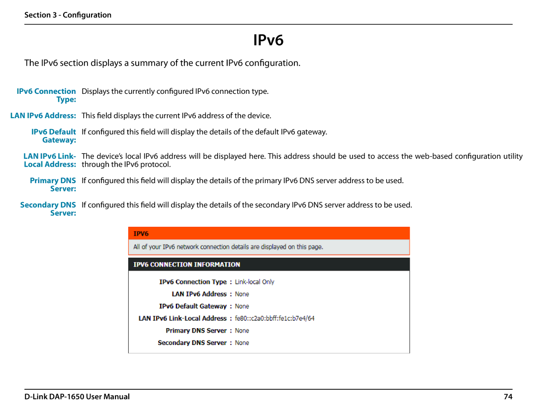 D-Link DAP-1650 user manual IPv6 