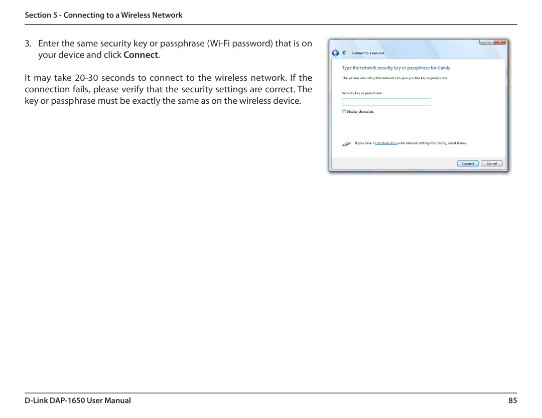 D-Link DAP-1650 user manual Connecting to a Wireless Network 