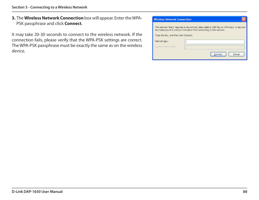 D-Link DAP-1650 user manual Connecting to a Wireless Network 