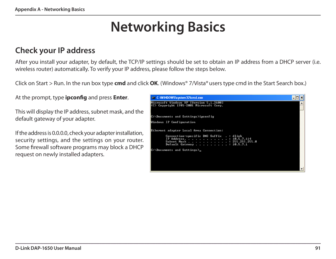 D-Link DAP-1650 user manual Networking Basics, Check your IP address 