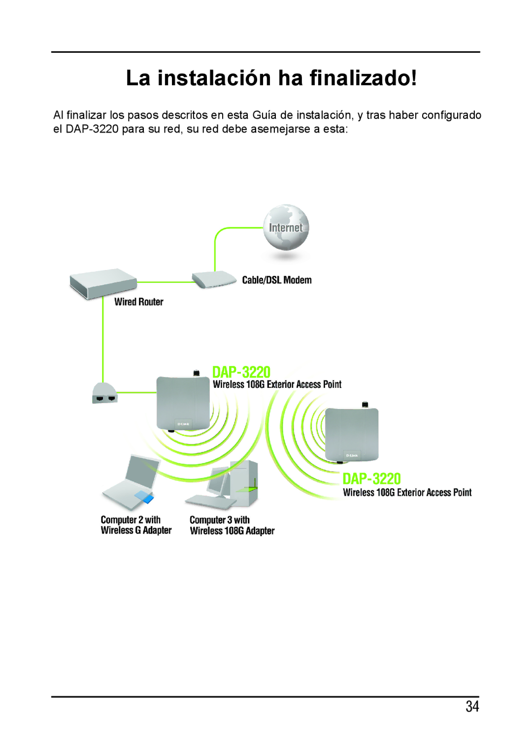 D-Link DAP-3220 manual La instalación ha finalizado 