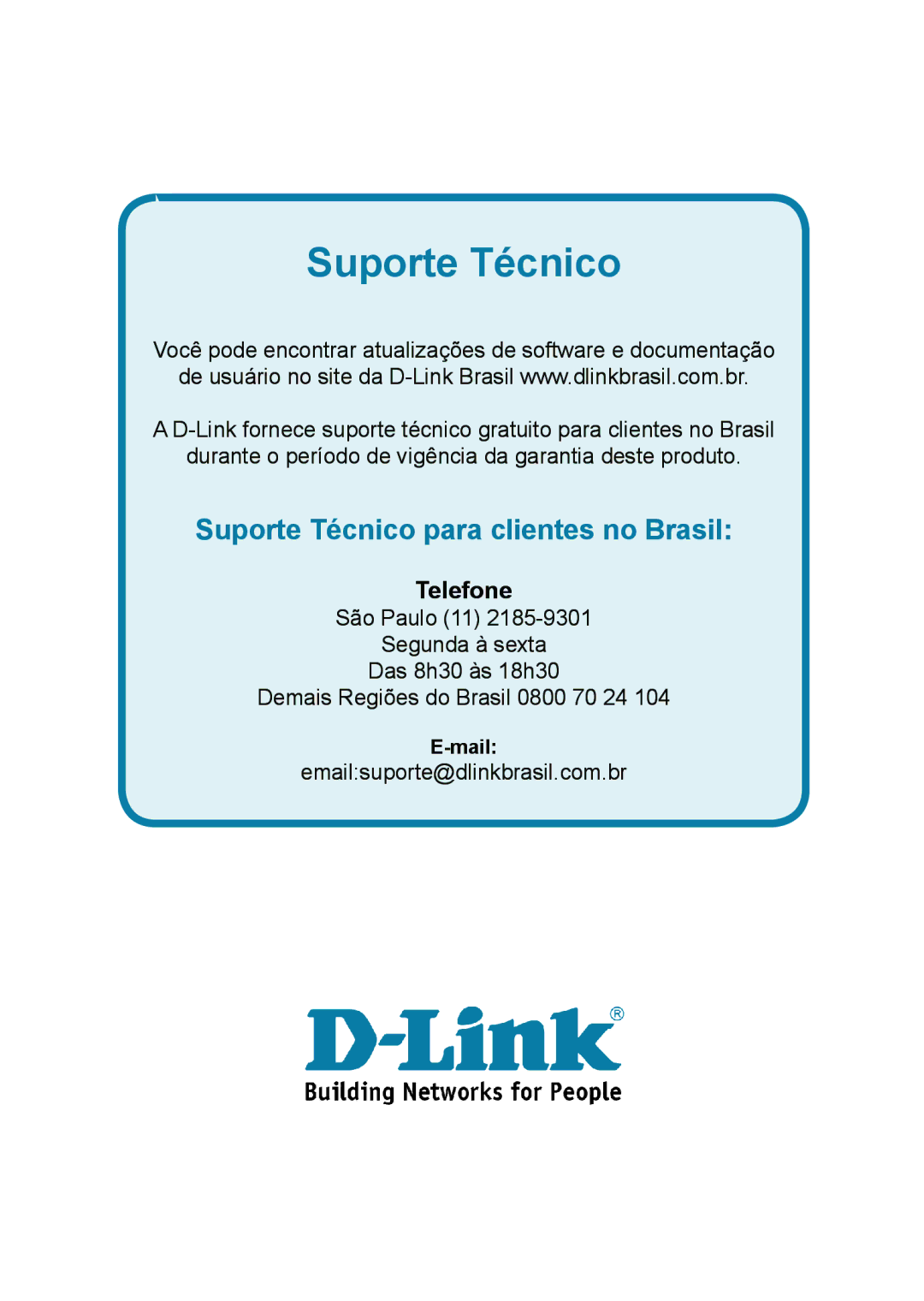 D-Link DAP-3220 manual Suporte Técnico 