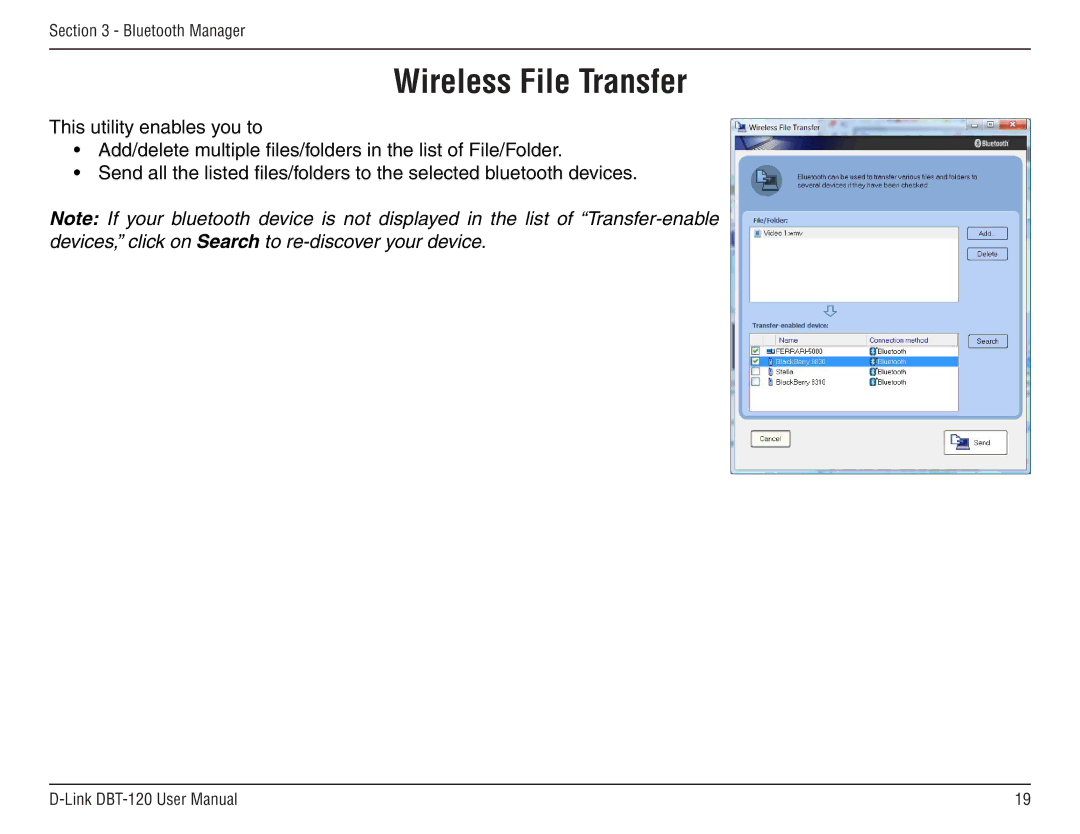 D-Link dbt-120 manual Wireless File Transfer 