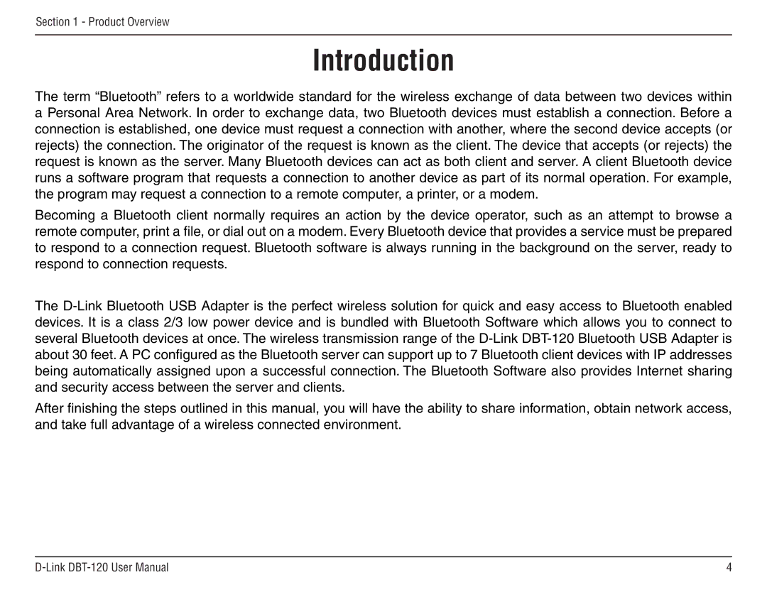 D-Link dbt-120 manual Introduction 