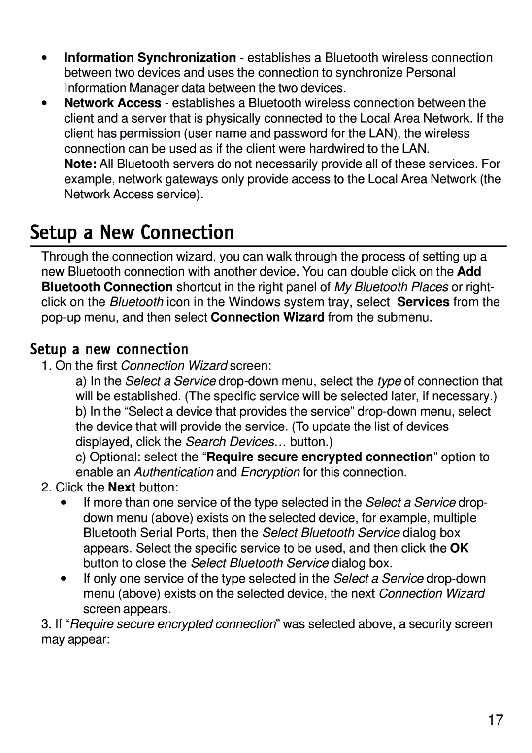 D-Link dbt-120 manual Setup a New Connection, Setup a new connection 