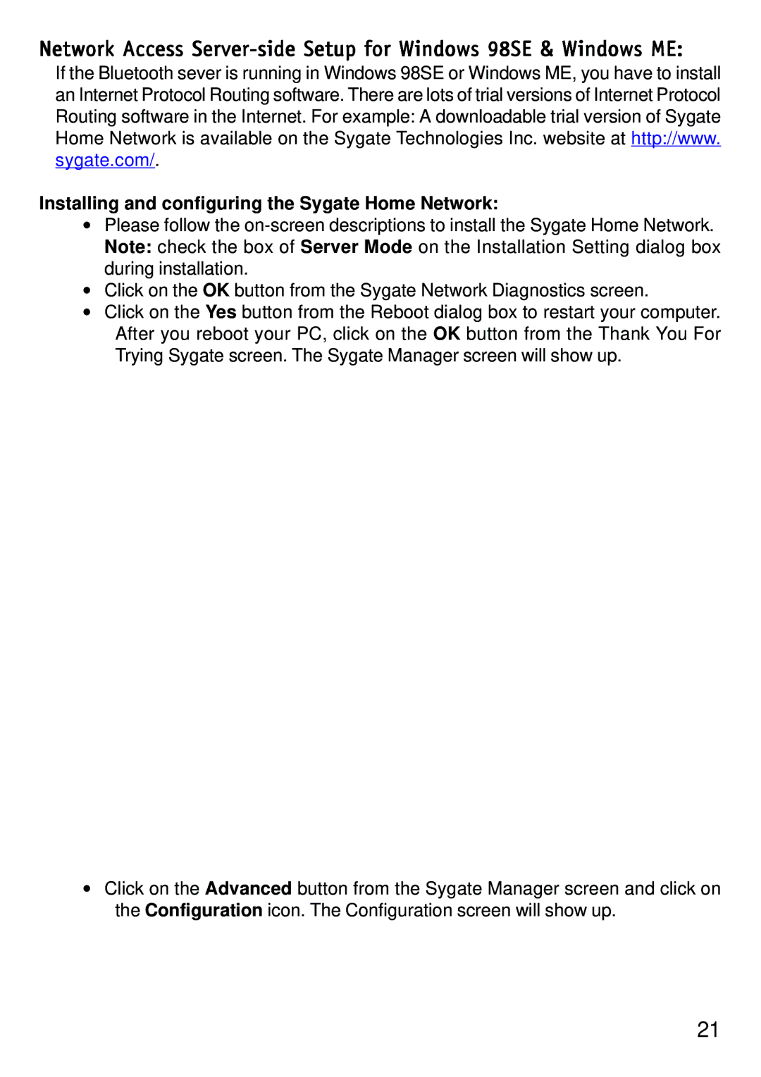 D-Link dbt-120 manual Installing and configuring the Sygate Home Network 