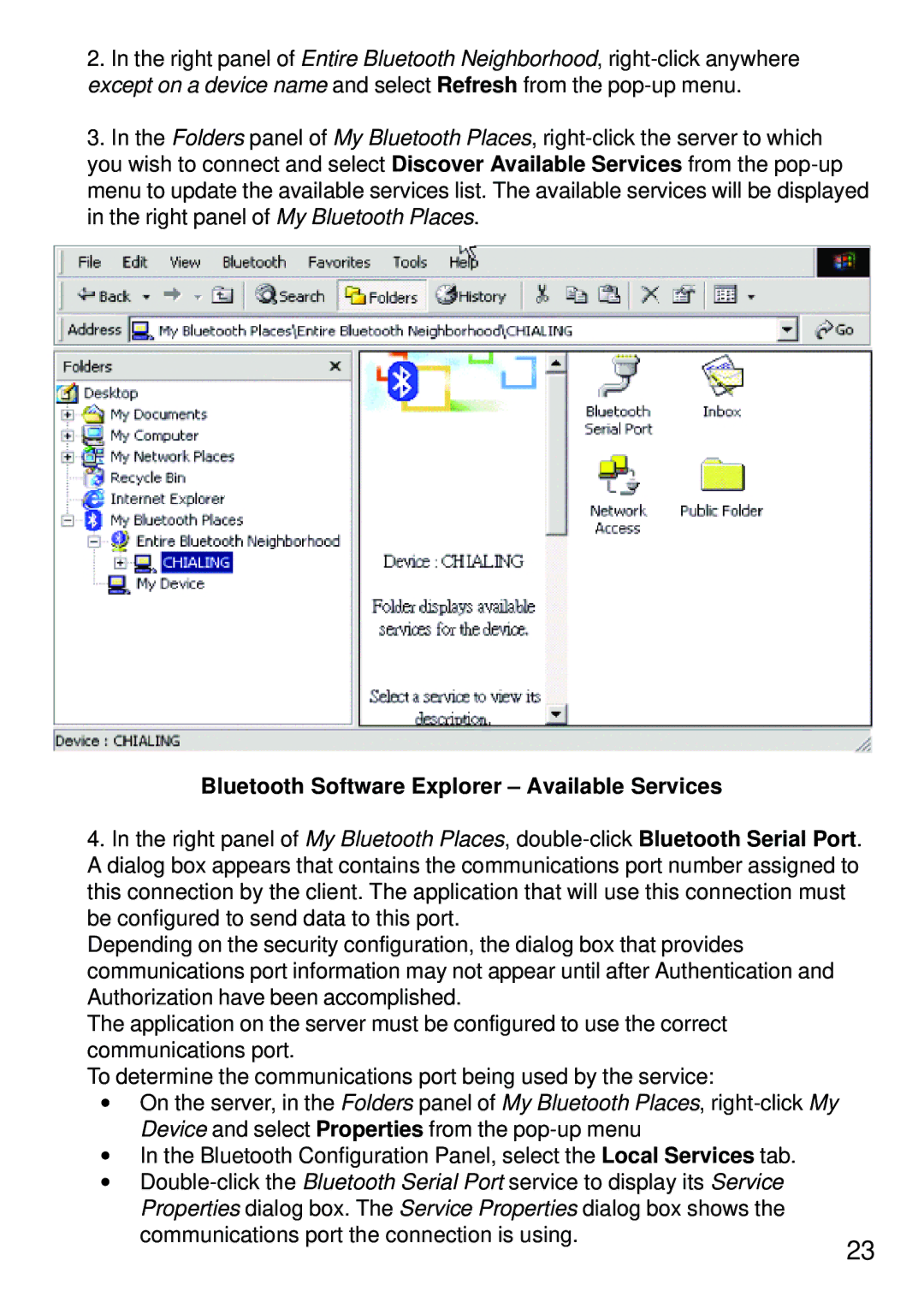 D-Link dbt-120 manual Bluetooth Software Explorer Available Services 