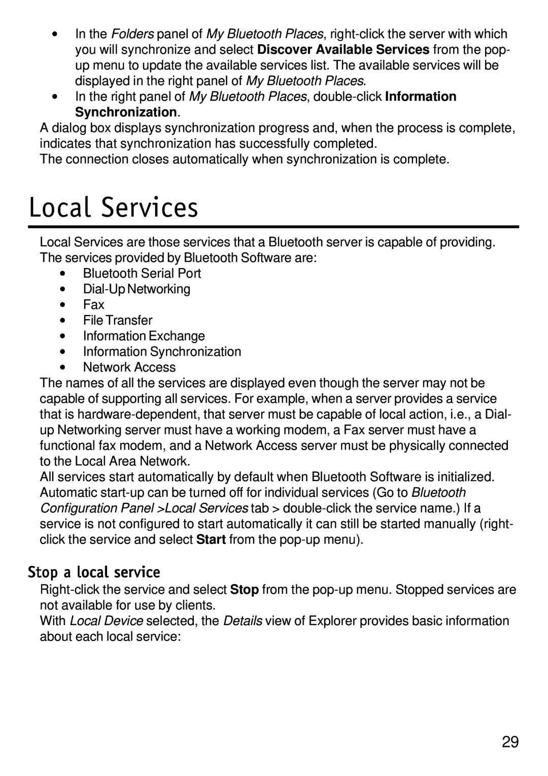 D-Link dbt-120 manual Stop a local service 