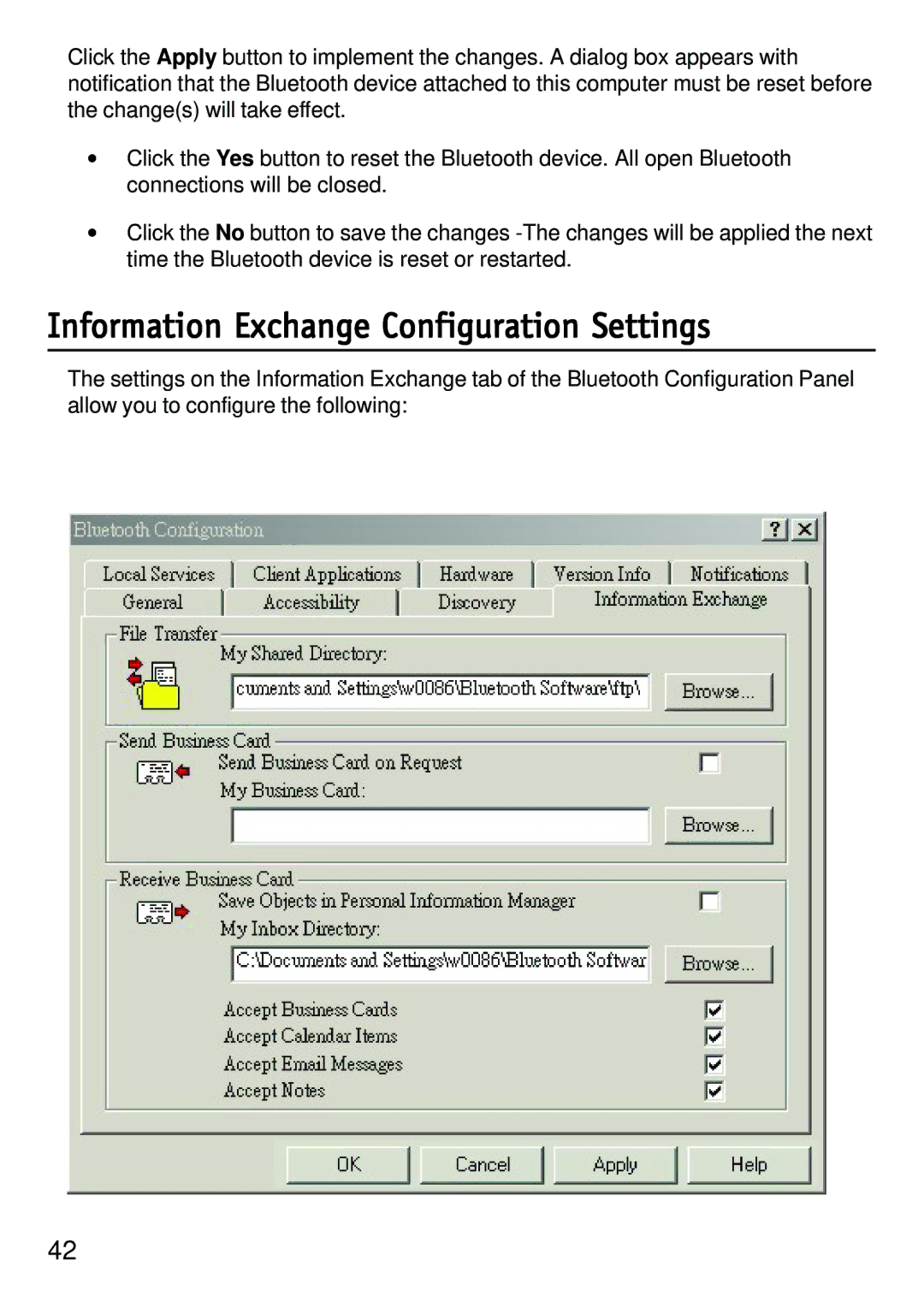 D-Link dbt-120 manual Information Exchange Configuration Settings 