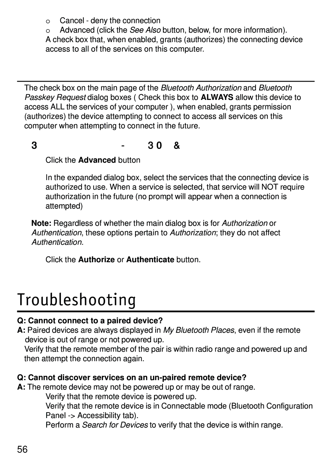 D-Link dbt-120 manual Security Request Dialog Box, Advanced Button, To limit the services the connecting device may use 