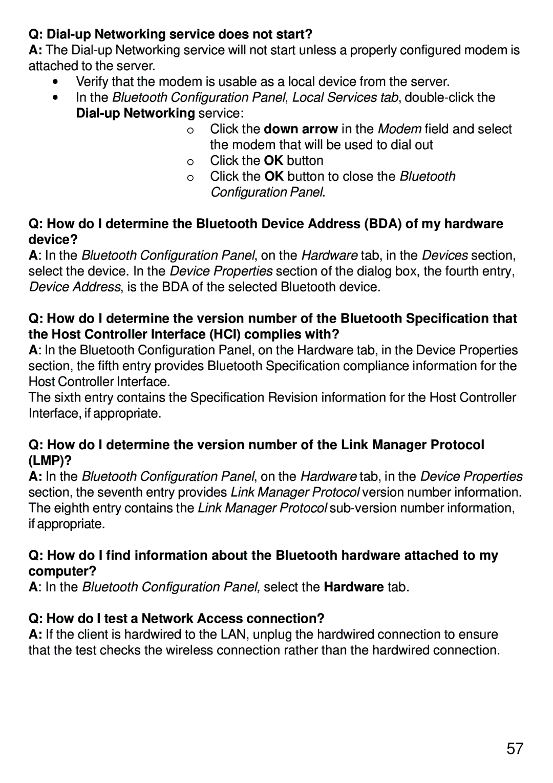 D-Link dbt-120 manual Dial-up Networking service does not start?, How do I test a Network Access connection? 