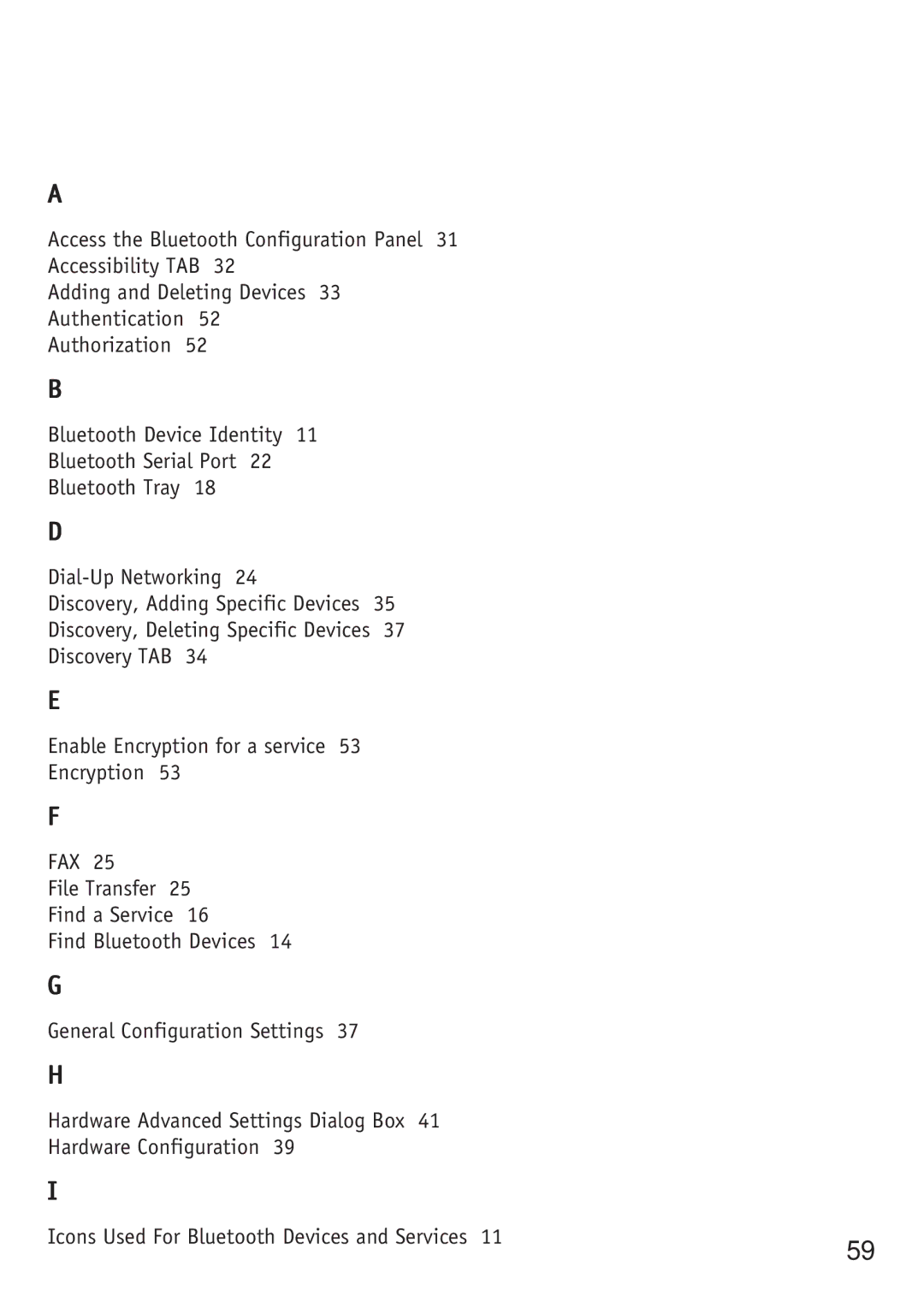 D-Link dbt-120 manual Index 