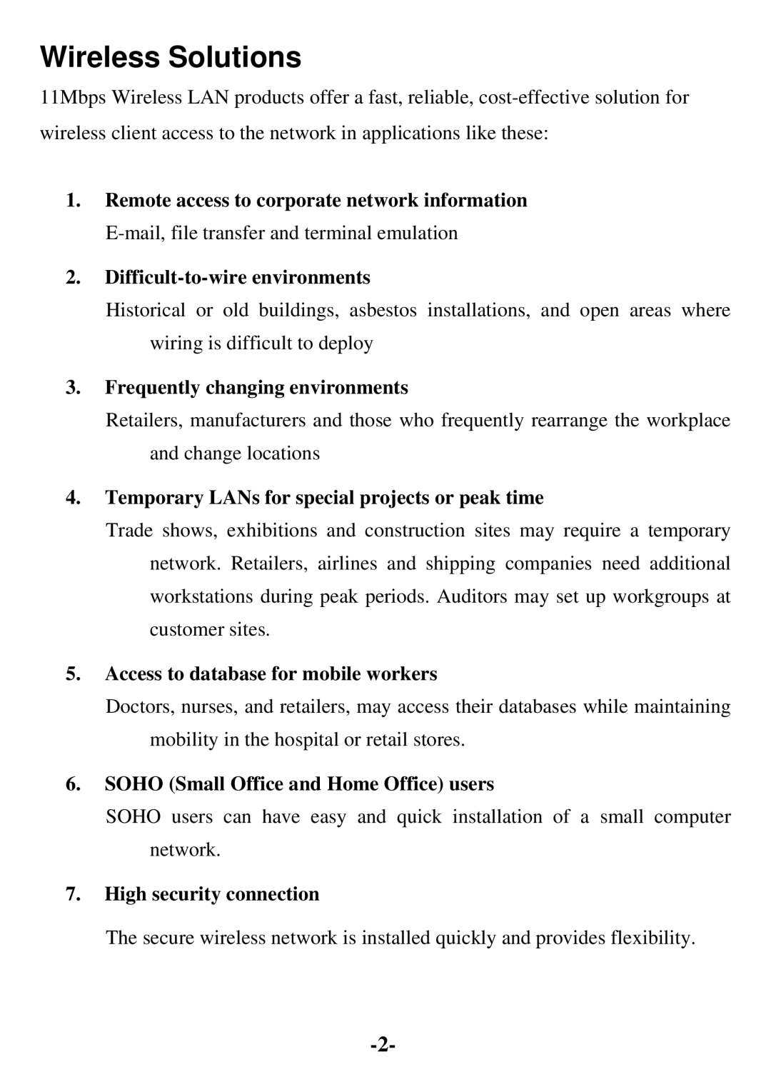 D-Link DCF-650W user manual Wireless Solutions 