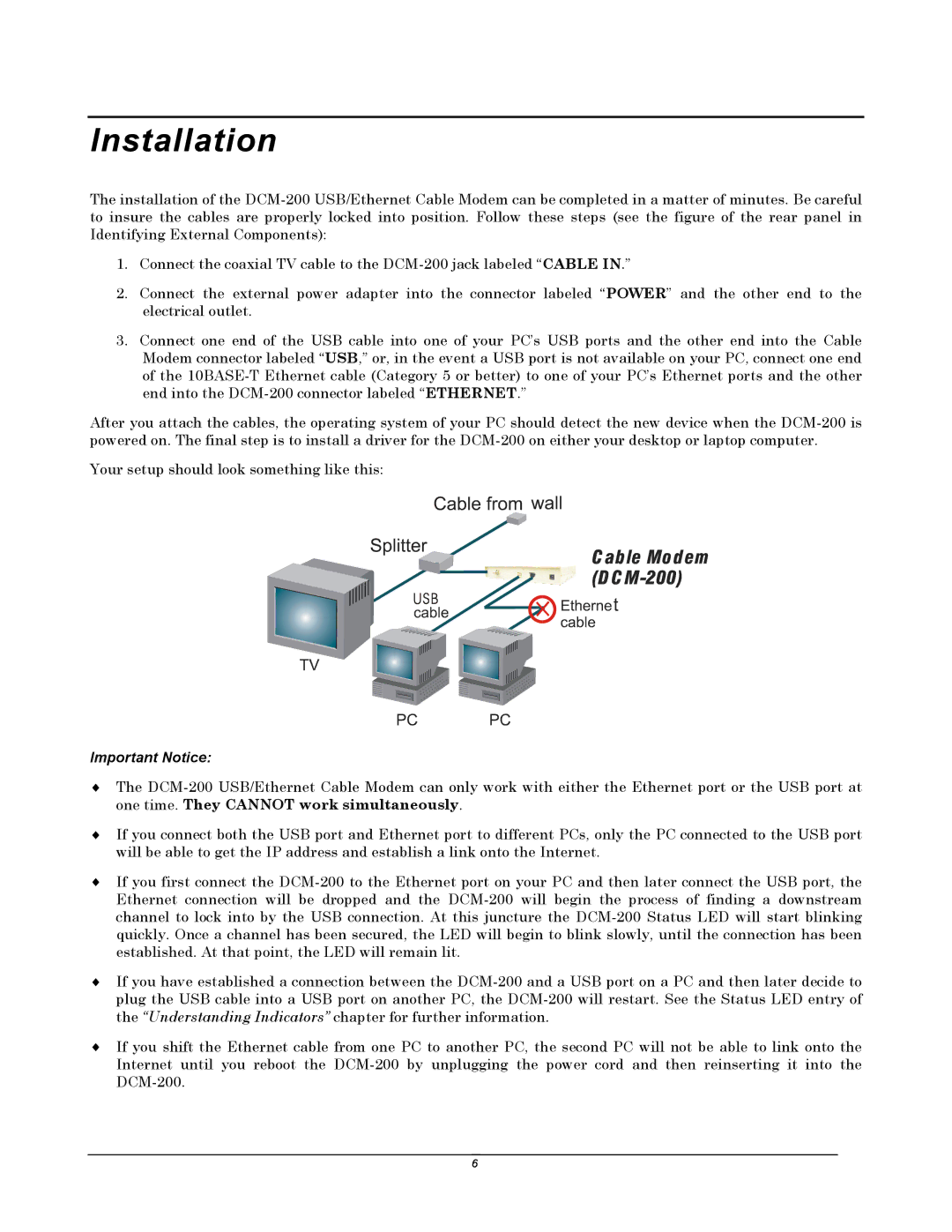 D-Link DCM-200 manual Installation, Important Notice 