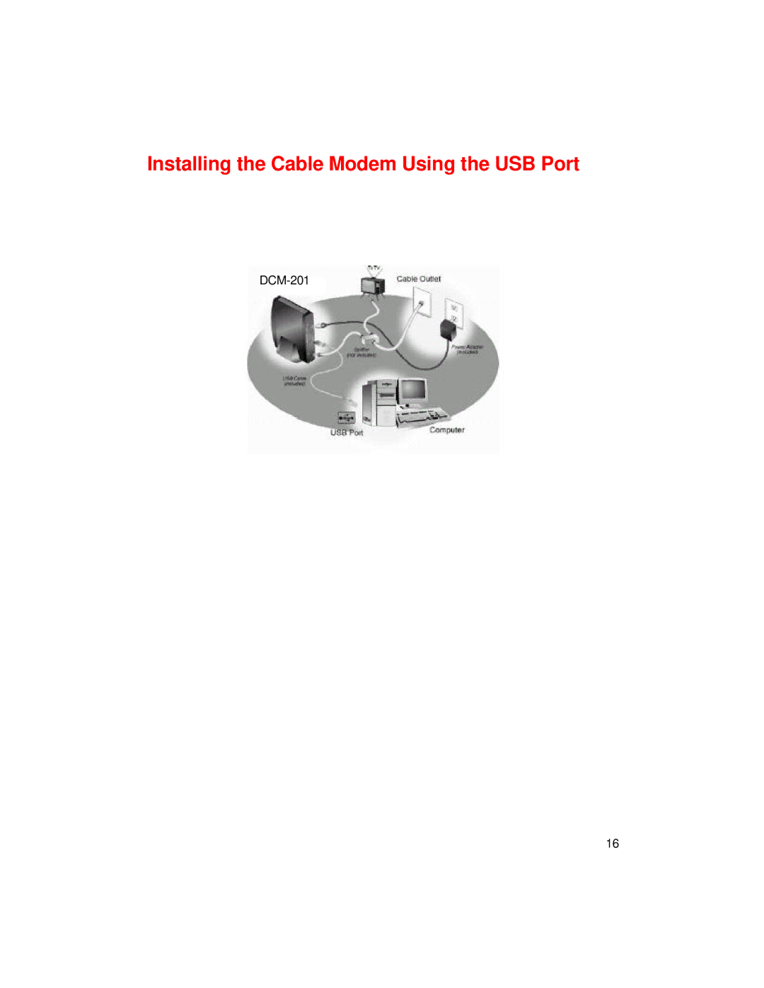 D-Link DCM-201 manual Installing the Cable Modem Using the USB Port 