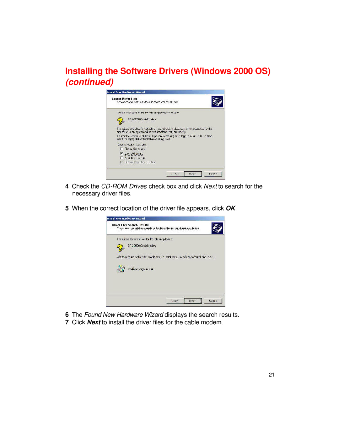 D-Link DCM-201 manual Installing the Software Drivers Windows 2000 OS 