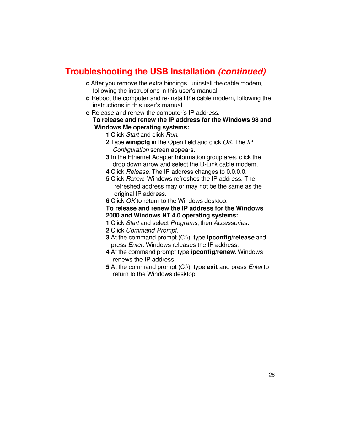 D-Link DCM-201 manual Troubleshooting the USB Installation 