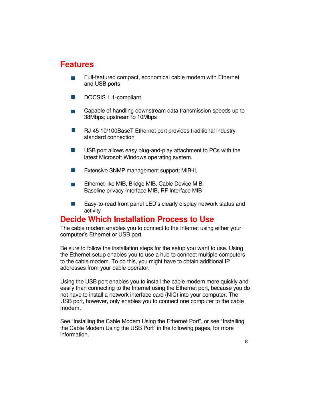 D-Link DCM-201 manual Features, Decide Which Installation Process to Use 