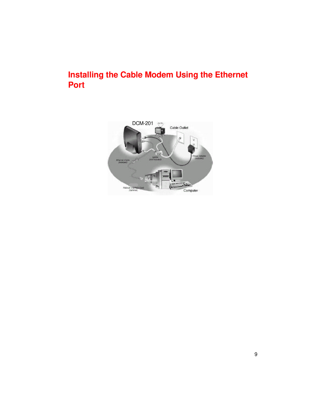 D-Link DCM-201 manual Installing the Cable Modem Using the Ethernet Port 