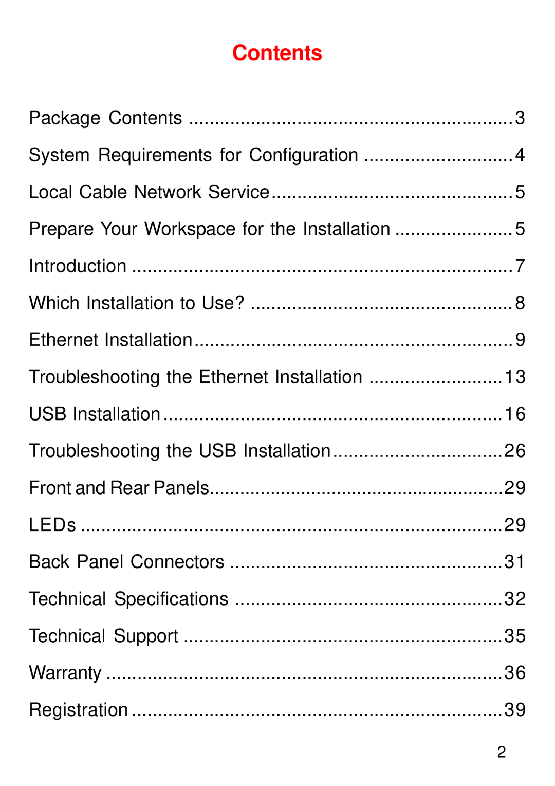 D-Link DCM-202, USB/Ethernet Broadband Cable Modem manual Contents 