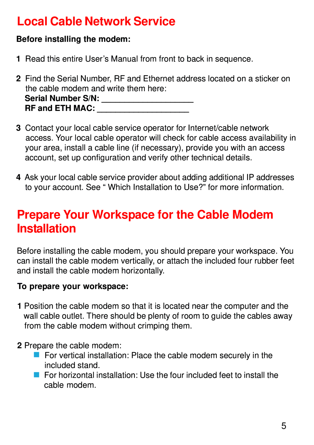 D-Link USB/Ethernet Broadband Cable Modem, DCM-202 manual Local Cable Network Service, Before installing the modem 