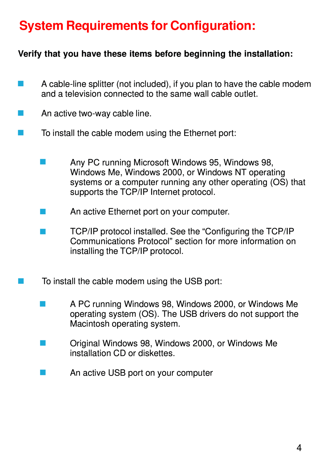 D-Link DCM-202 System Requirements for Configuration, Verify that you have these items before beginning the installation 