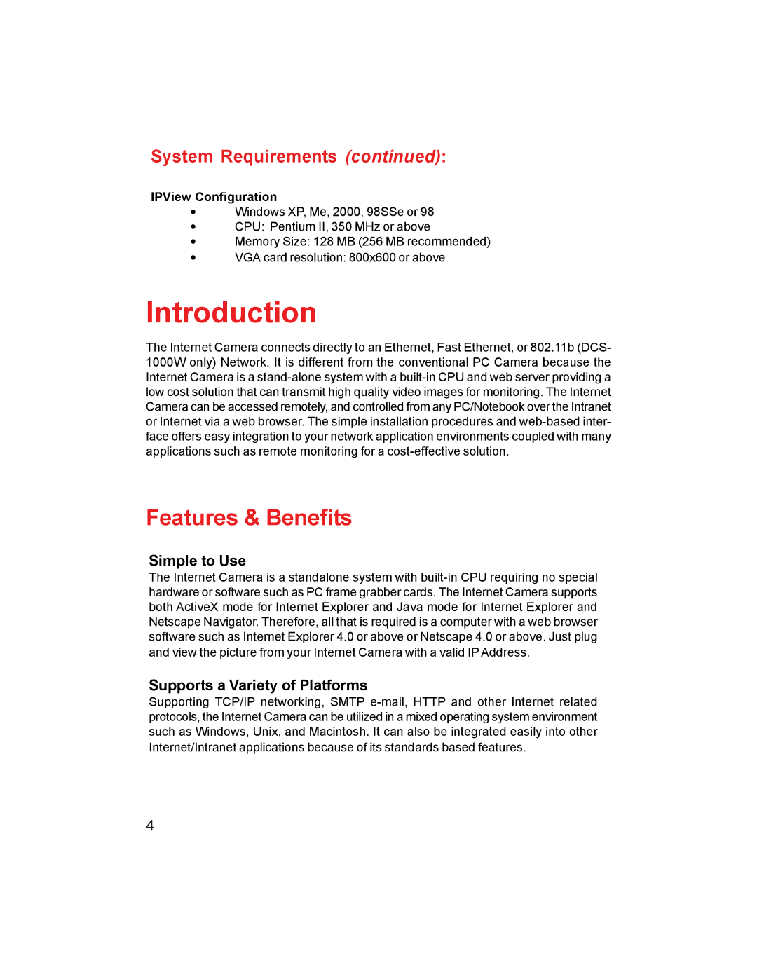 D-Link DCS-1000W manual Introduction, Simple to Use, Supports a Variety of Platforms 