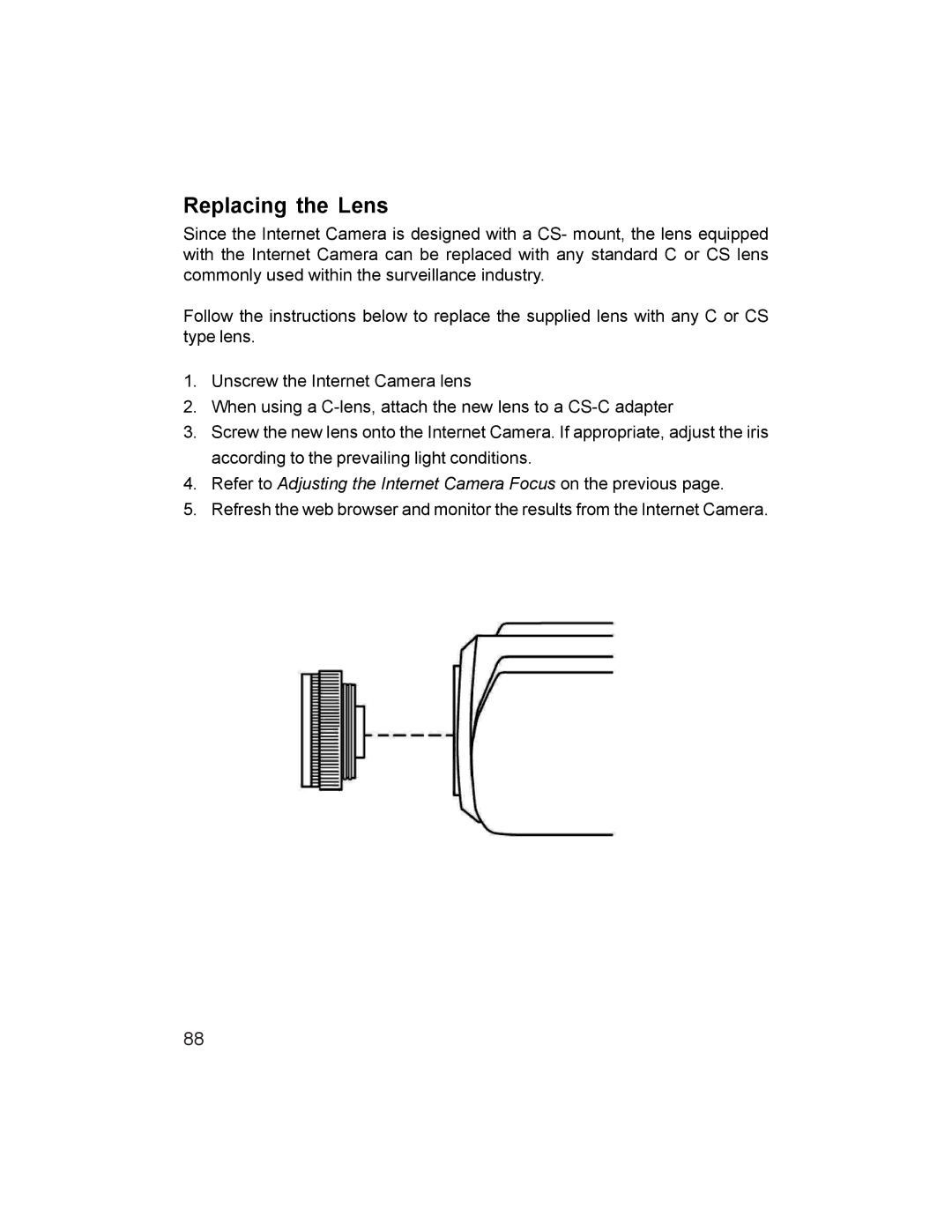 D-Link DCS-1000W manual Replacing the Lens 