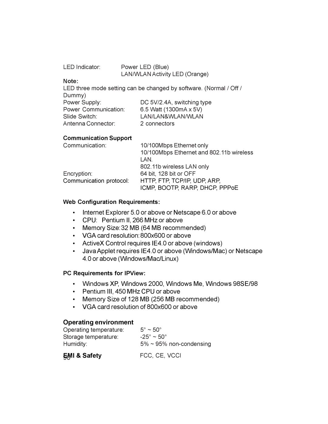 D-Link DCS-1000W manual Operating environment, Web Configuration Requirements, PC Requirements for IPView 