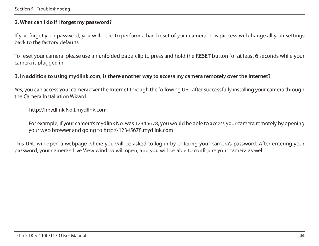 D-Link DCS-1130 manual What can I do if I forget my password? 