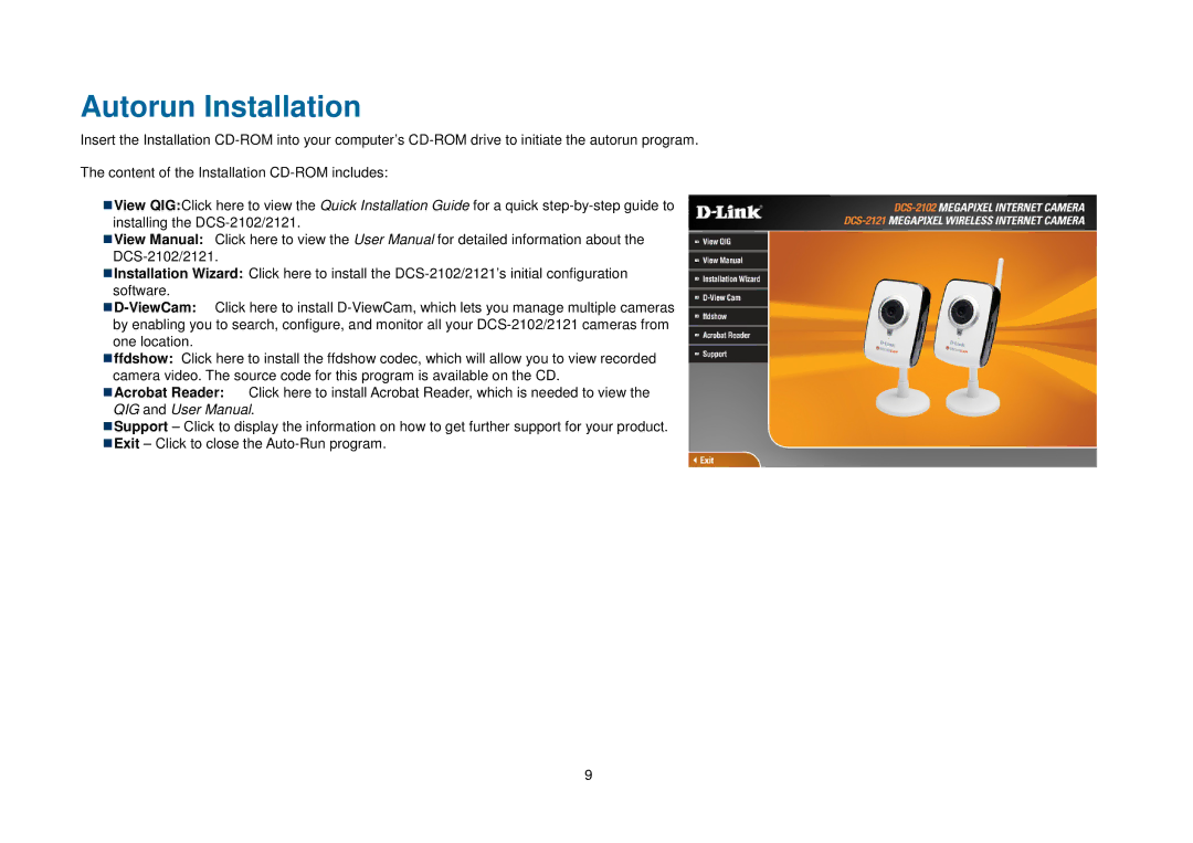 D-Link DCS-2121, DCS-2102 manual Autorun Installation 