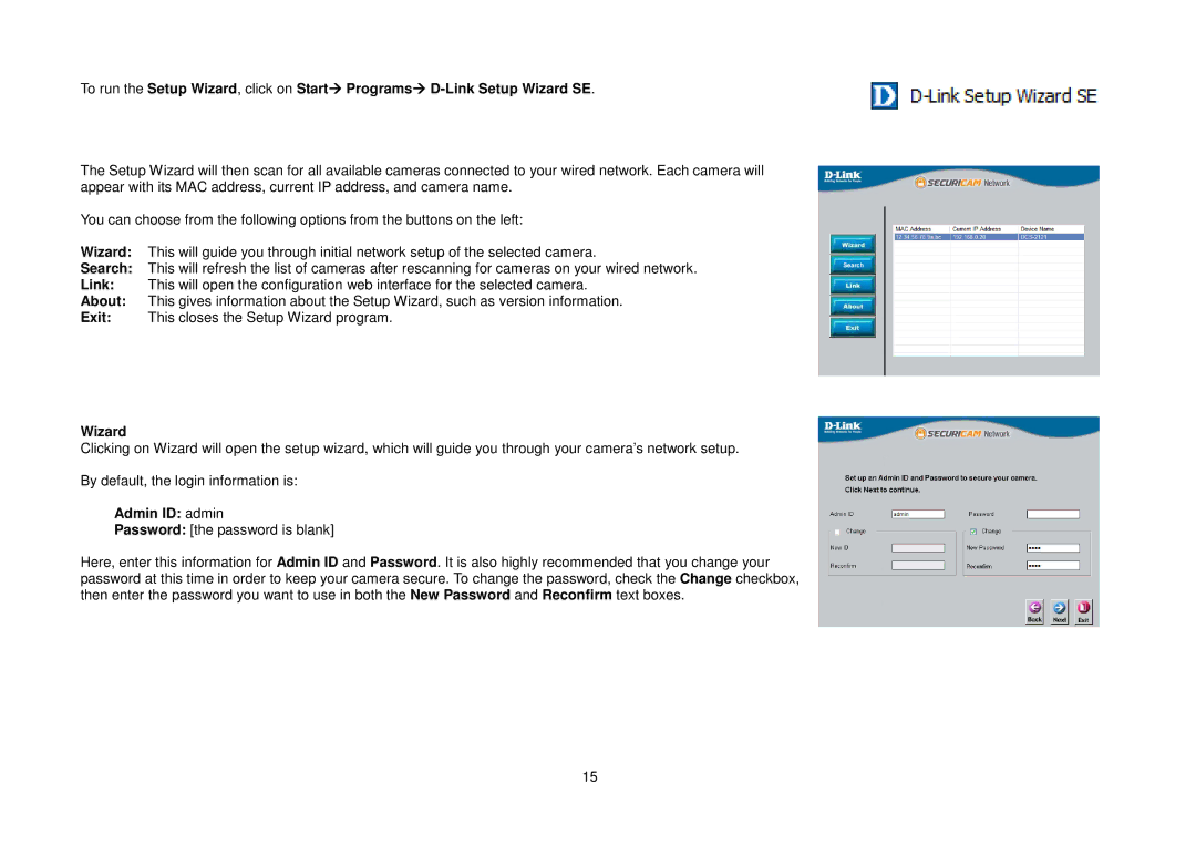 D-Link DCS-2121, DCS-2102 manual Wizard, Admin ID admin 