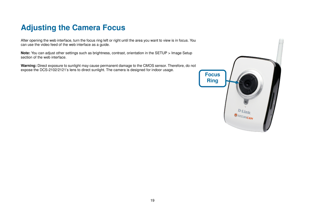 D-Link DCS-2121, DCS-2102 manual Adjusting the Camera Focus 