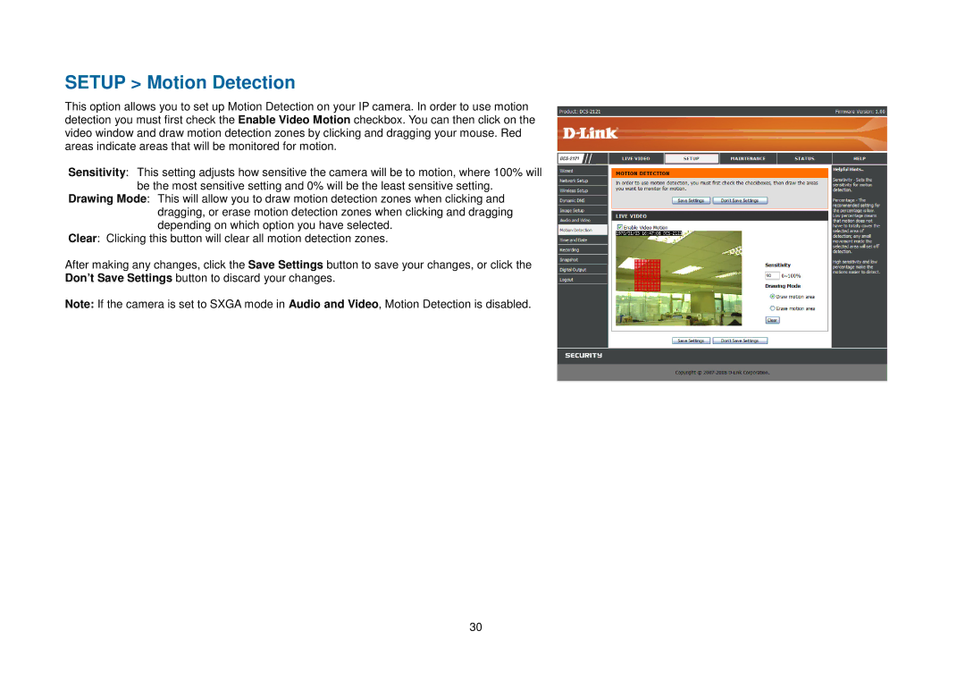 D-Link DCS-2102, DCS-2121 manual Setup Motion Detection 