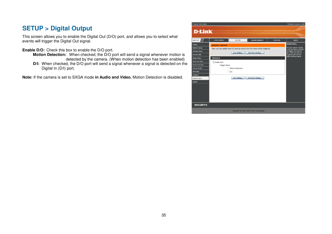 D-Link DCS-2121, DCS-2102 manual Setup Digital Output 