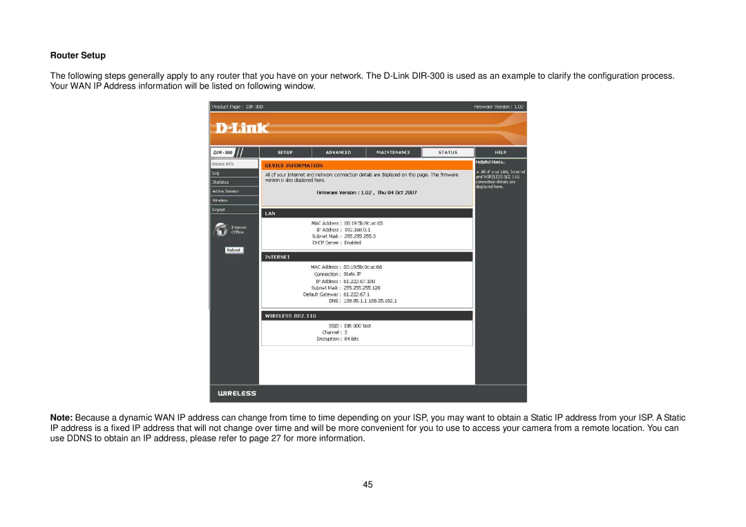 D-Link DCS-2121, DCS-2102 manual Router Setup 