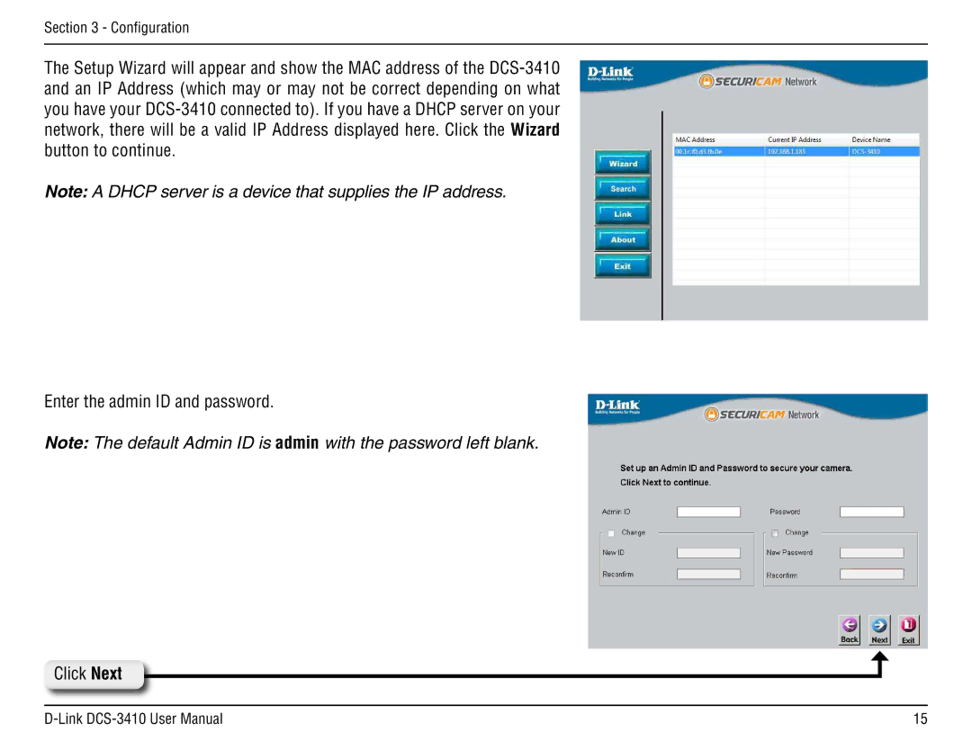 D-Link DCS-3410 manual Configuration 