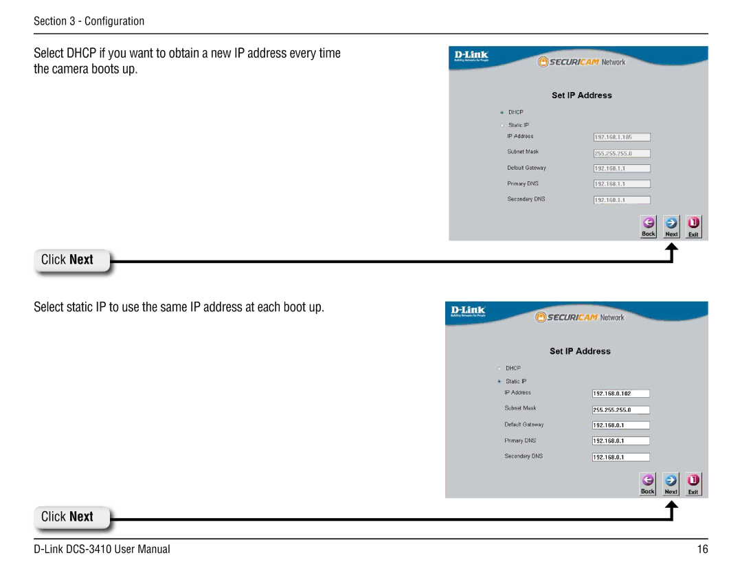 D-Link DCS-3410 manual Configuration 