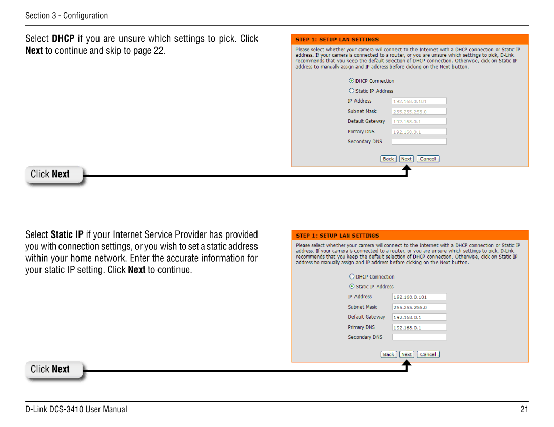 D-Link DCS-3410 manual Click Next 