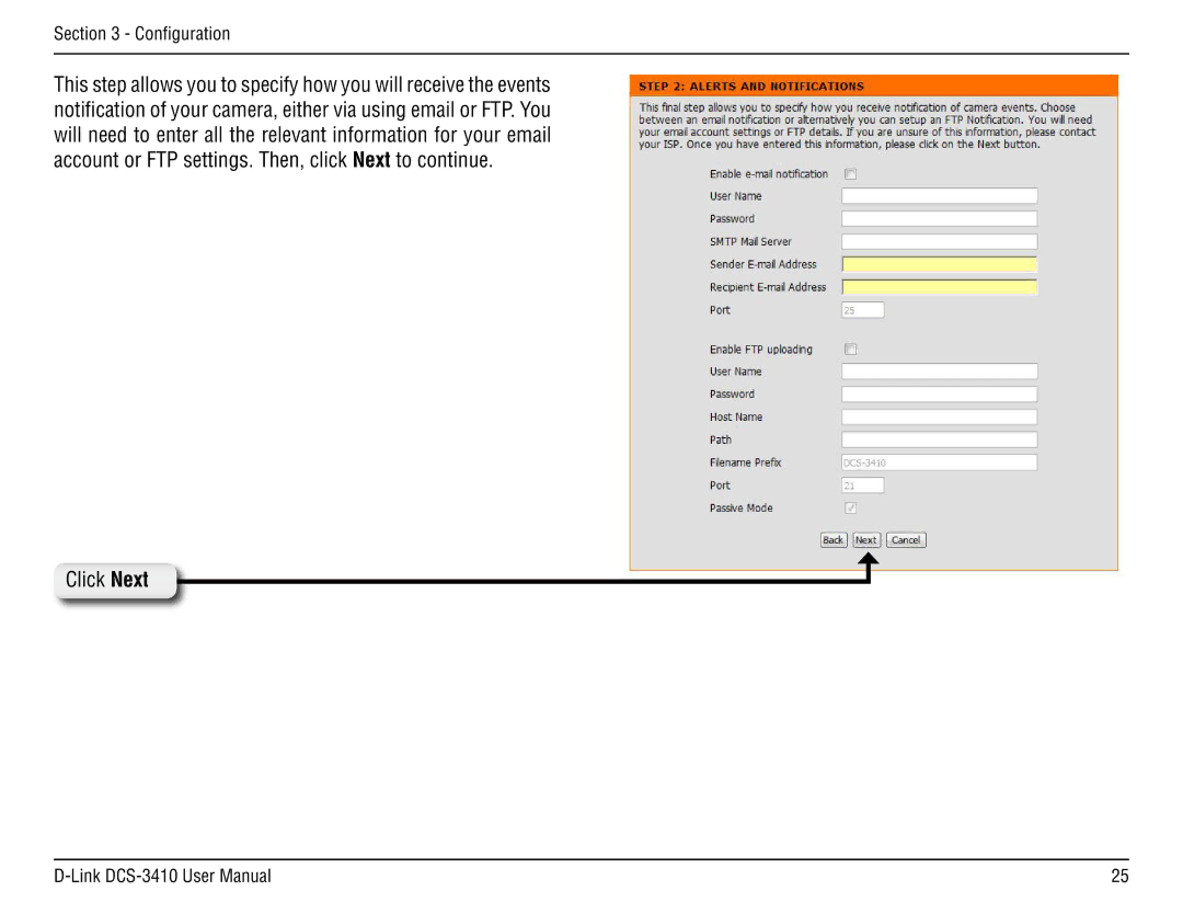 D-Link DCS-3410 manual Click Next 