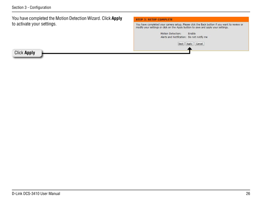 D-Link DCS-3410 manual Configuration 