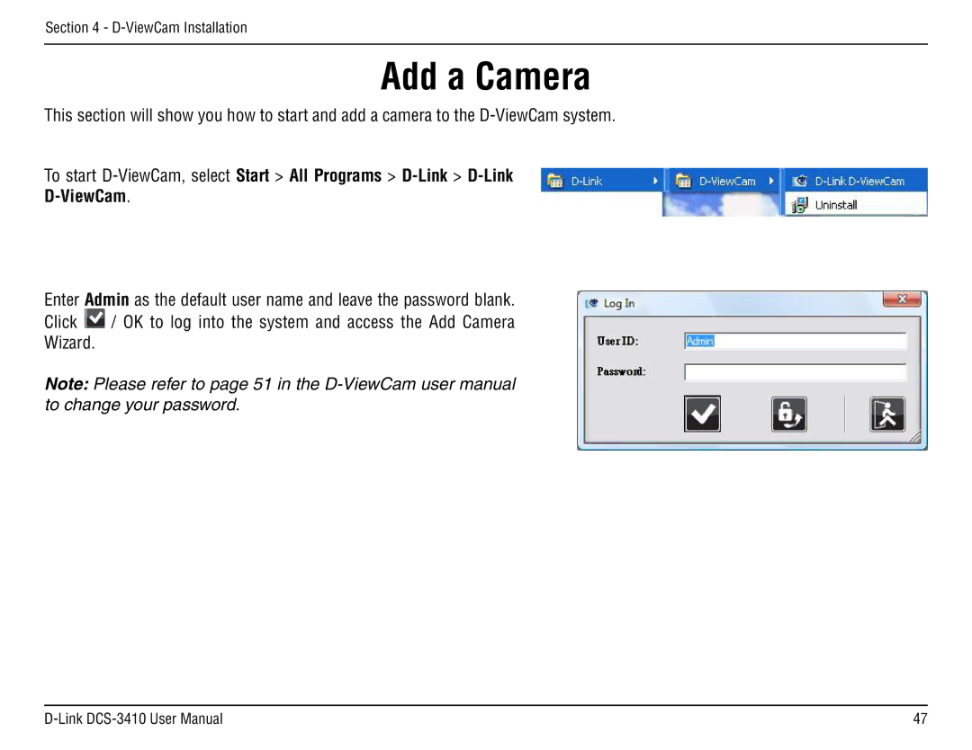 D-Link DCS-3410 manual Add a Camera 