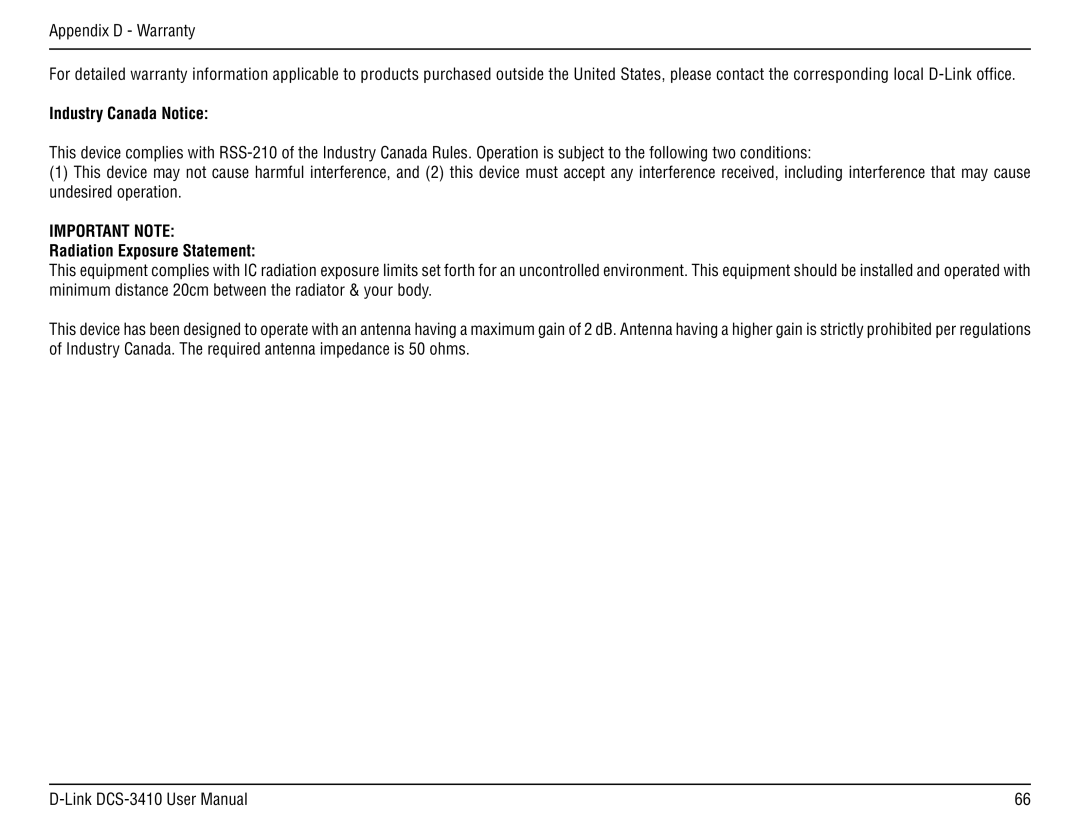 D-Link DCS-3410 manual Important Note 