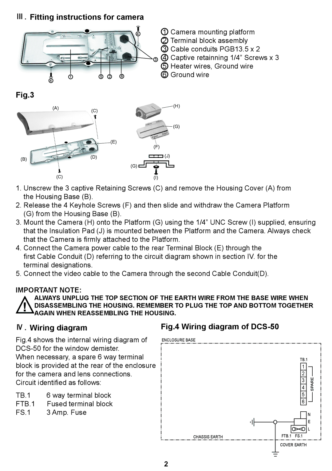 D-Link DCS-50 user manual Ⅲ. Fitting instructions for camera, Ⅳ. Wiring diagram 