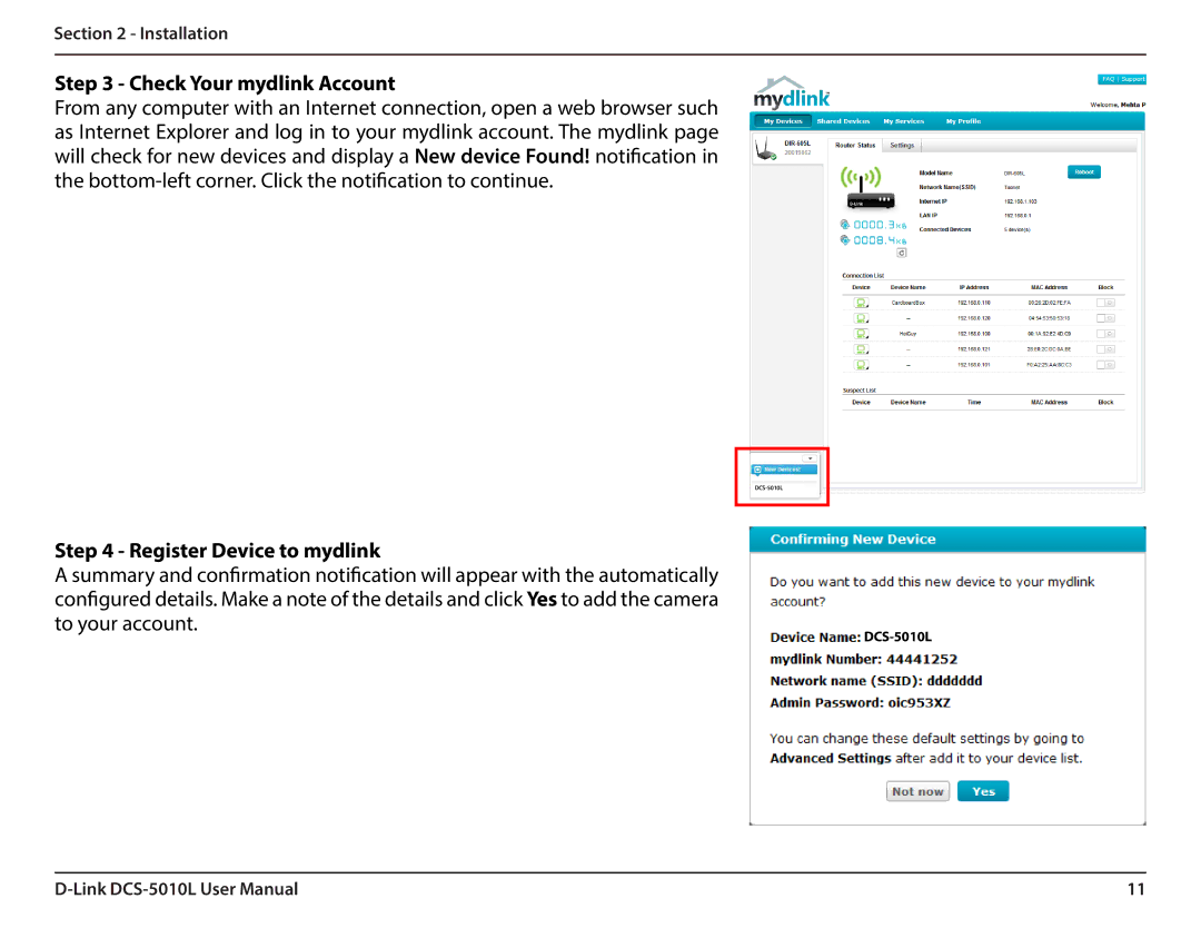 D-Link DCS-5010L user manual Check Your mydlink Account, Register Device to mydlink 