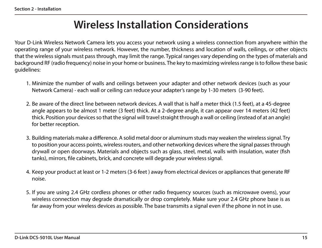 D-Link DCS-5010L user manual Wireless Installation Considerations 